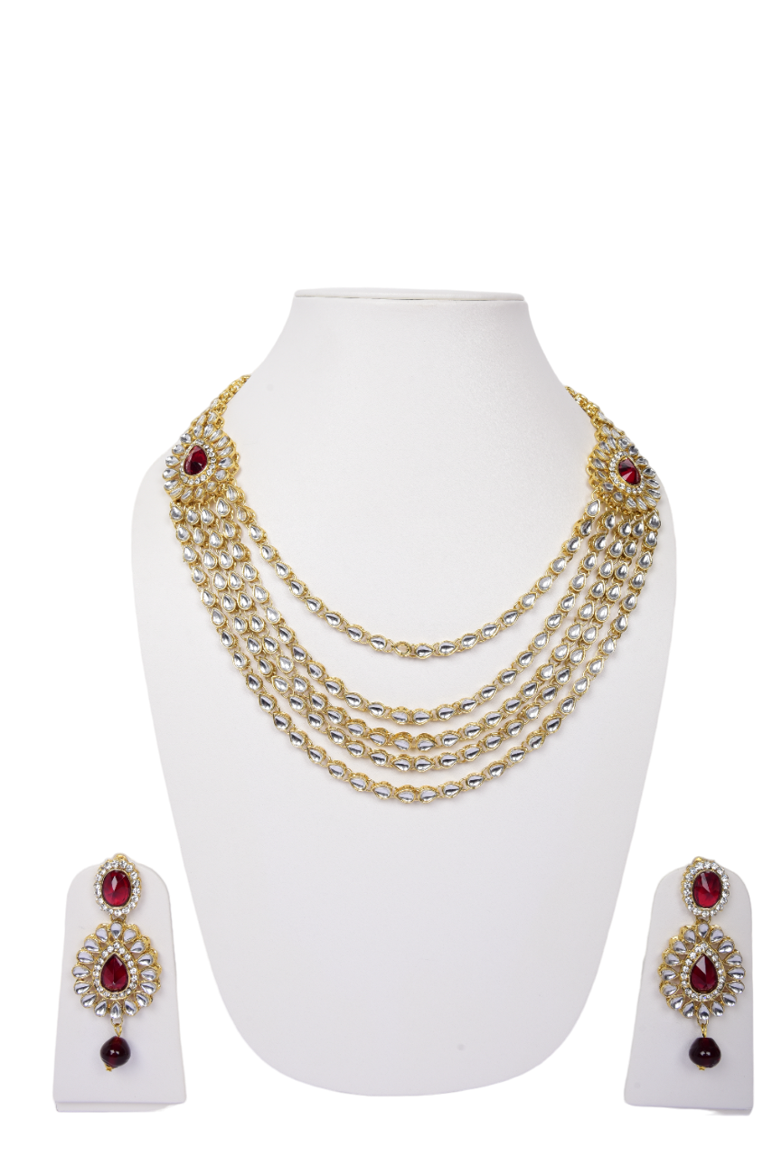 Namokriti Designer Multi-Strand Kundan Necklace Set with Earrings | Wedding & Festive Wear